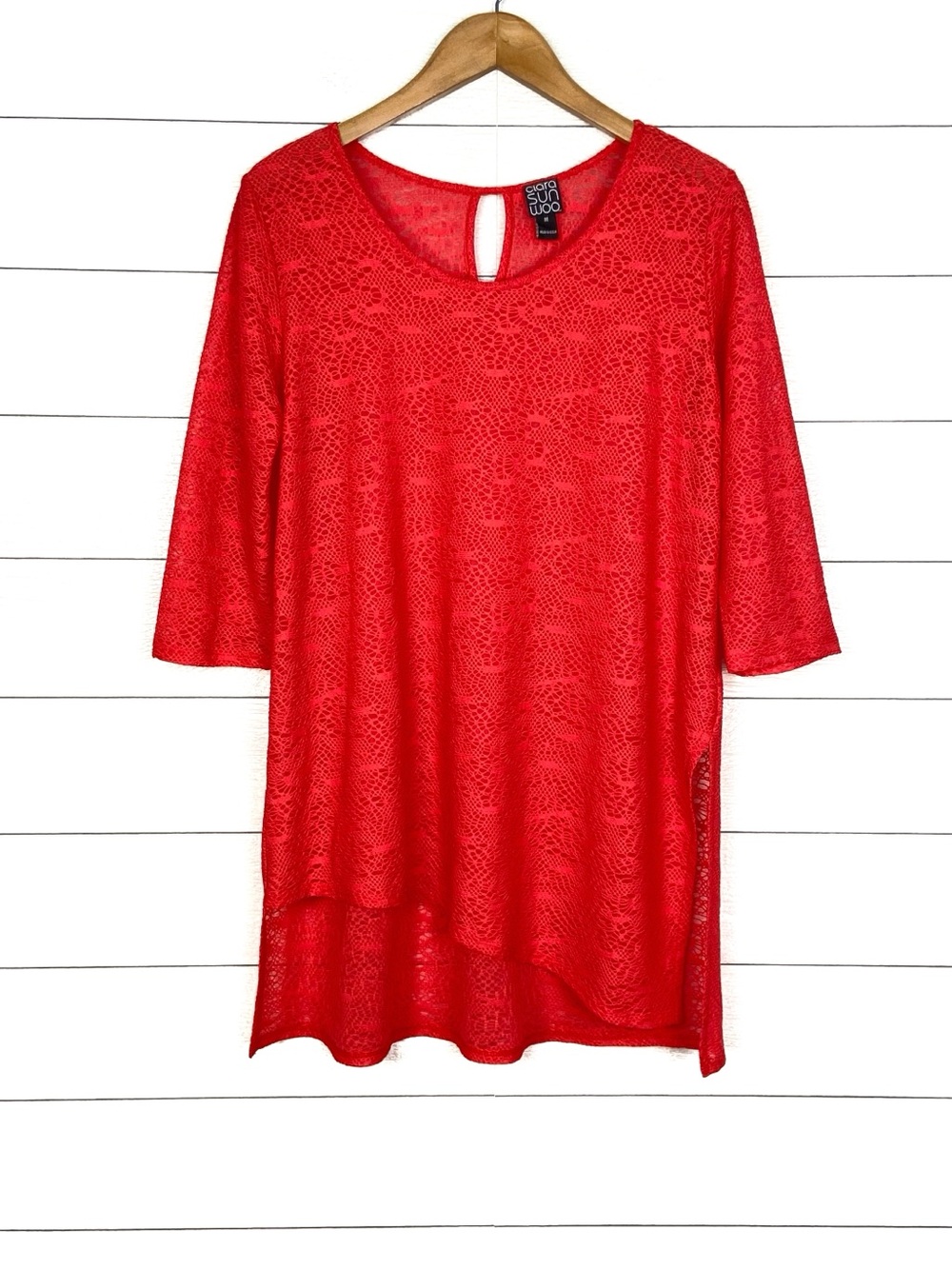 CLARA SUNWOO Coral Asymmetric Tunic Top Medium